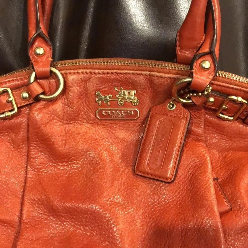 COACH Copper Orange Leather Hobo Satchel Crossbody Shoulder Bag Vintage